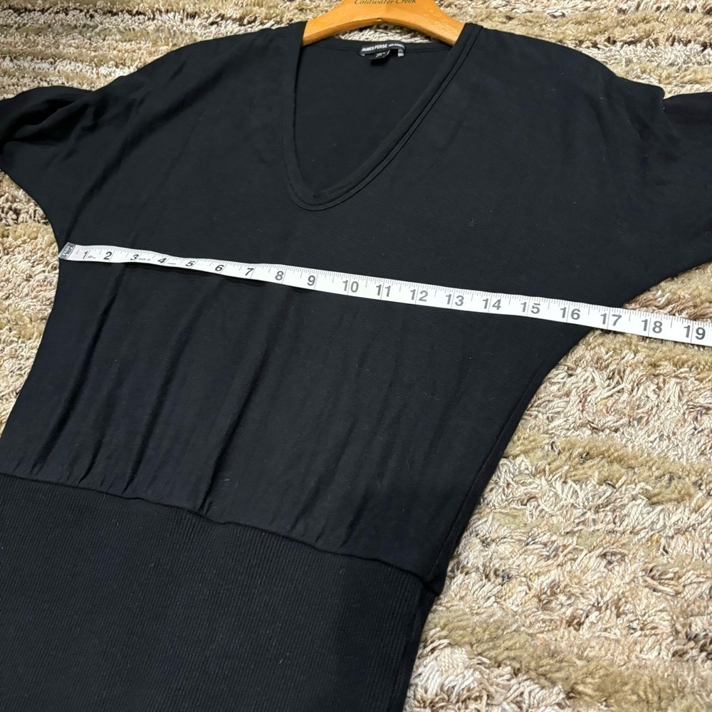 James Perse Los Angeles Mixed Media Dolman Blouson Dress Size 0 (XS) Black - Picture 10 of 13